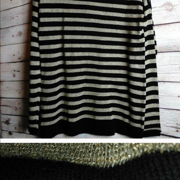 🌟Mudd; Black & Gold Striped Sweater Top M/L (NWT) - Picture 4 of 11